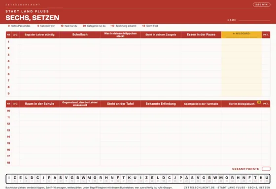 Vorschau: SECHS, SETZEN